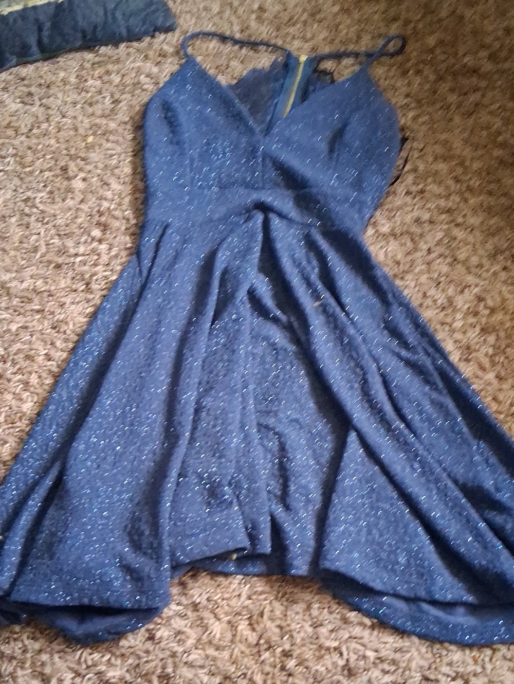 Windsor Sparkling Navy Blue Fit & Flare Mini Dress